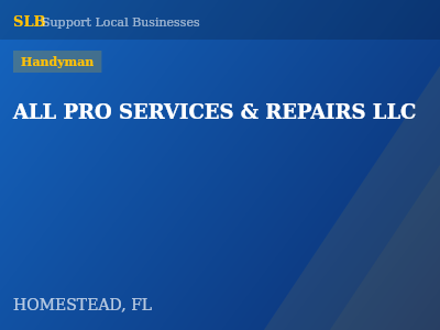 ALL PRO SERVICES & REPAIRS LLC — Handyman in HOMESTEAD, FL