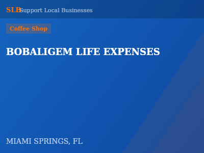 BOBALIGEM LIFE EXPENSES — Coffee Shop in MIAMI SPRINGS, FL