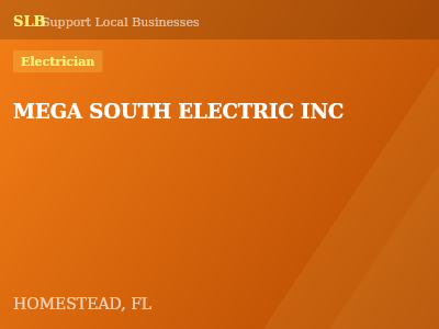 MEGA SOUTH ELECTRIC INC — Electrician in HOMESTEAD, FL