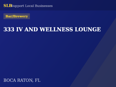 333 IV AND WELLNESS LOUNGE — Bar/Brewery in BOCA RATON, FL
