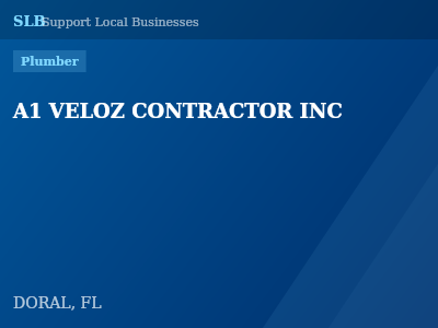 A1 VELOZ CONTRACTOR INC — Plumber in DORAL, FL