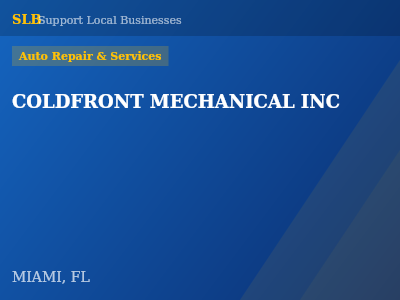 COLDFRONT MECHANICAL INC — Auto Repair & Services in MIAMI, FL