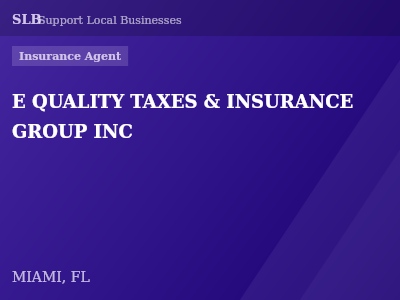 E QUALITY TAXES & INSURANCE GROUP INC — Insurance Agent in MIAMI, FL