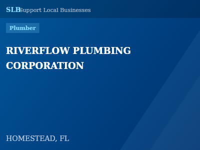 RIVERFLOW PLUMBING CORPORATION — Plumber in HOMESTEAD, FL
