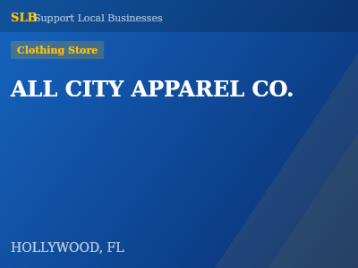 ALL CITY APPAREL CO. — Clothing Store in HOLLYWOOD, FL