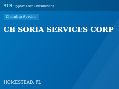 CB SORIA SERVICES CORP — Cleaning Service in HOMESTEAD, FL