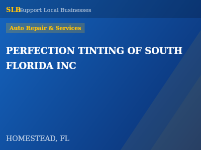 PERFECTION TINTING OF SOUTH FLORIDA INC — Auto Repair & Services in HOMESTEAD, FL