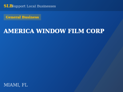 AMERICA WINDOW FILM CORP — General Business in MIAMI, FL