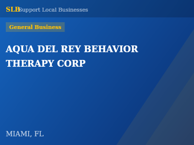 AQUA DEL REY BEHAVIOR THERAPY CORP — General Business in MIAMI, FL