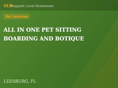 ALL IN ONE PET SITTING BOARDING AND BOTIQUE — Pet Services in LEESBURG, FL