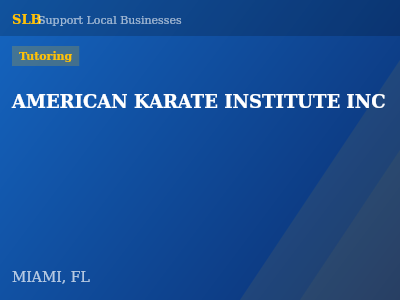 AMERICAN KARATE INSTITUTE INC — Tutoring in MIAMI, FL