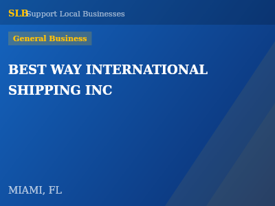 BEST WAY INTERNATIONAL SHIPPING INC — General Business in MIAMI, FL