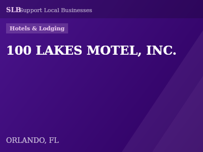 100 LAKES MOTEL, INC. — Hotels & Lodging in ORLANDO, FL