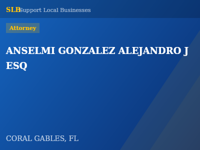 ANSELMI GONZALEZ ALEJANDRO J ESQ — Attorney in CORAL GABLES, FL