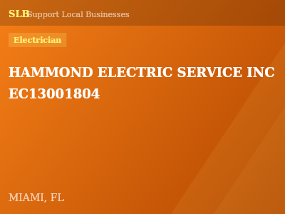 HAMMOND ELECTRIC SERVICE INC EC13001804 — Electrician in MIAMI, FL
