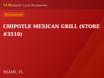 CHIPOTLE MEXICAN GRILL (STORE #3510) — Restaurant in MIAMI, FL