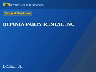 BITANIA PARTY RENTAL INC — General Business in DORAL, FL