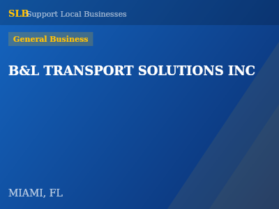 B&L TRANSPORT SOLUTIONS INC — General Business in MIAMI, FL