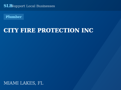 CITY FIRE PROTECTION INC — Plumber in MIAMI LAKES, FL