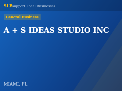 A + S IDEAS STUDIO INC — General Business in MIAMI, FL