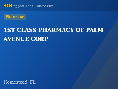 1ST CLASS PHARMACY OF PALM AVENUE CORP — Pharmacy in Homestead, FL