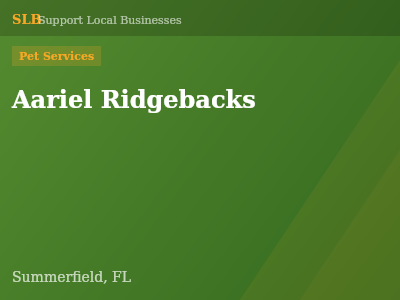 Aariel Ridgebacks — Pet Services in Summerfield, FL