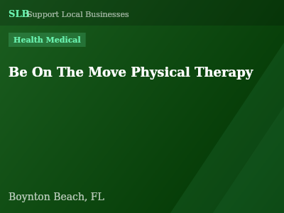 Be On The Move Physical Therapy — Health Medical in Boynton Beach, FL