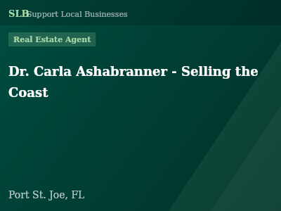 Dr. Carla Ashabranner - Selling the Coast — Real Estate Agent in Port St. Joe, FL