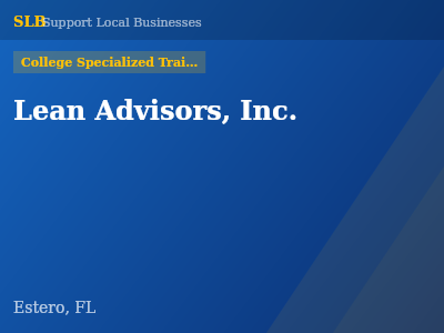 Lean Advisors, Inc. — College Specialized Training in Estero, FL