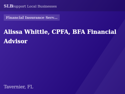 Alissa Whittle, CPFA, BFA Financial Advisor — Financial Insurance Services in Tavernier, FL