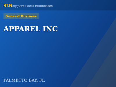 APPAREL INC — General Business in PALMETTO BAY, FL