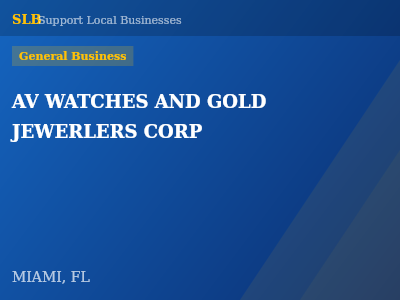AV WATCHES AND GOLD JEWERLERS CORP — General Business in MIAMI, FL