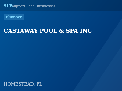 CASTAWAY POOL & SPA INC — Plumber in HOMESTEAD, FL