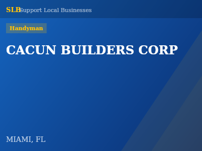 CACUN BUILDERS CORP — Handyman in MIAMI, FL