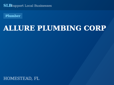 ALLURE PLUMBING CORP — Plumber in HOMESTEAD, FL
