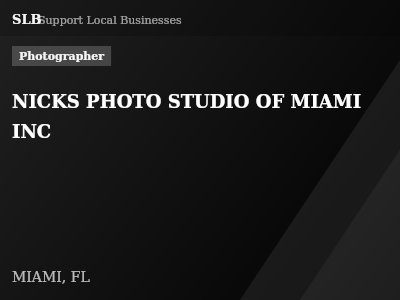NICKS PHOTO STUDIO OF MIAMI INC — Photographer in MIAMI, FL