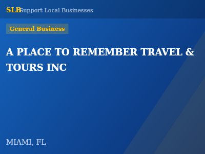 A PLACE TO REMEMBER TRAVEL & TOURS INC — General Business in MIAMI, FL