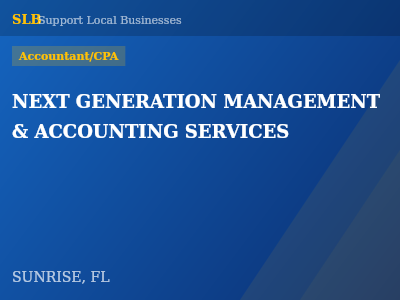 NEXT GENERATION MANAGEMENT & ACCOUNTING SERVICES — Accountant/CPA in SUNRISE, FL