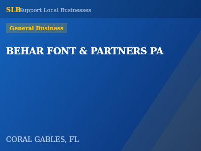 BEHAR FONT & PARTNERS PA — General Business in CORAL GABLES, FL
