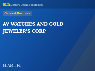 AV WATCHES AND GOLD JEWELER'S CORP — General Business in MIAMI, FL