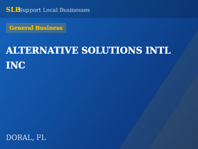 ALTERNATIVE SOLUTIONS INTL INC — General Business in DORAL, FL