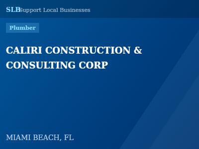 CALIRI CONSTRUCTION & CONSULTING CORP — Plumber in MIAMI BEACH, FL