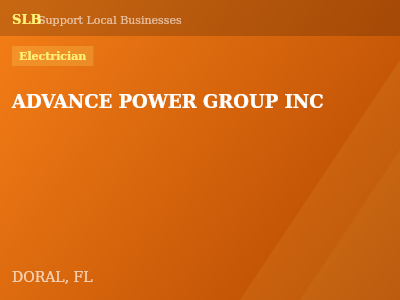 ADVANCE POWER GROUP INC — Electrician in DORAL, FL