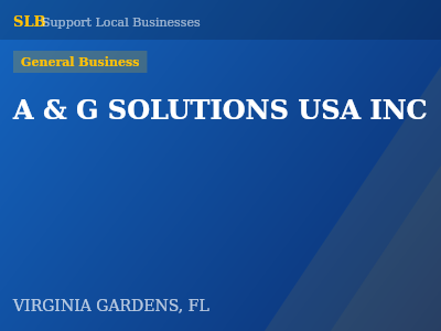 A & G SOLUTIONS USA INC — General Business in VIRGINIA GARDENS, FL