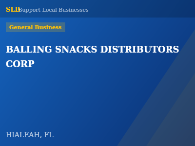 BALLING SNACKS DISTRIBUTORS CORP — General Business in HIALEAH, FL