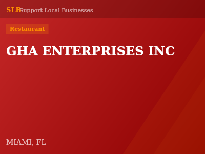 GHA ENTERPRISES INC — Restaurant in MIAMI, FL
