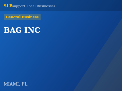 BAG INC — General Business in MIAMI, FL