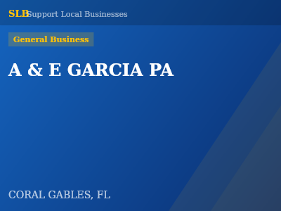 A & E GARCIA PA — General Business in CORAL GABLES, FL
