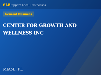 CENTER FOR GROWTH AND WELLNESS INC — General Business in MIAMI, FL