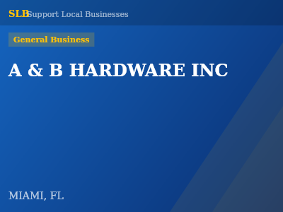 A & B HARDWARE INC — General Business in MIAMI, FL